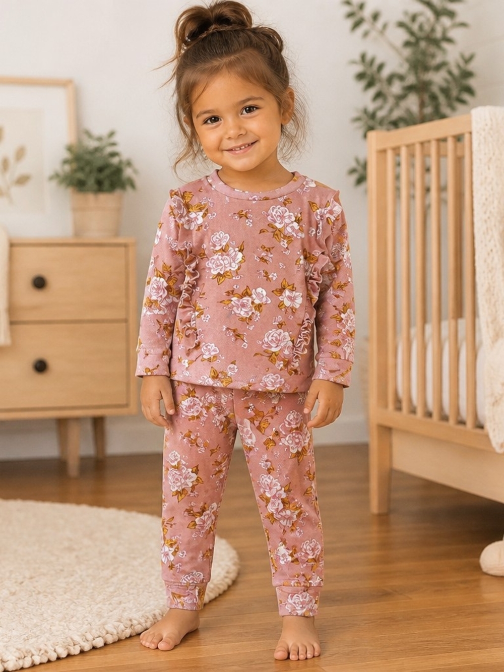 Little Lass Pink Floral Long-Sleeve Outfit Sz 3t
